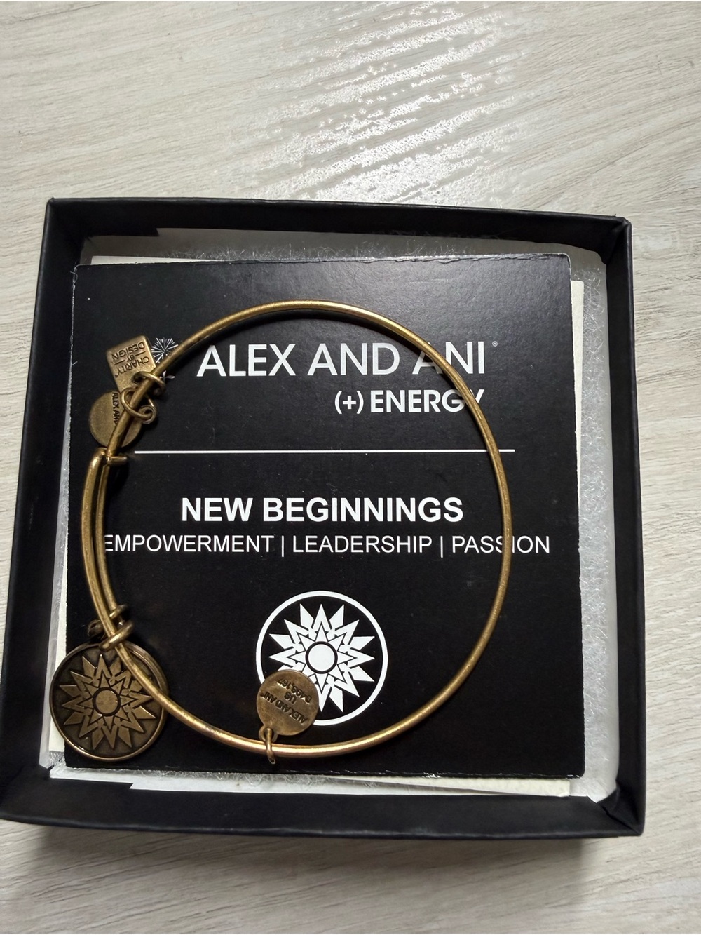 Alex and Ani New Beginnings Charm Bangle Bracelet + Box